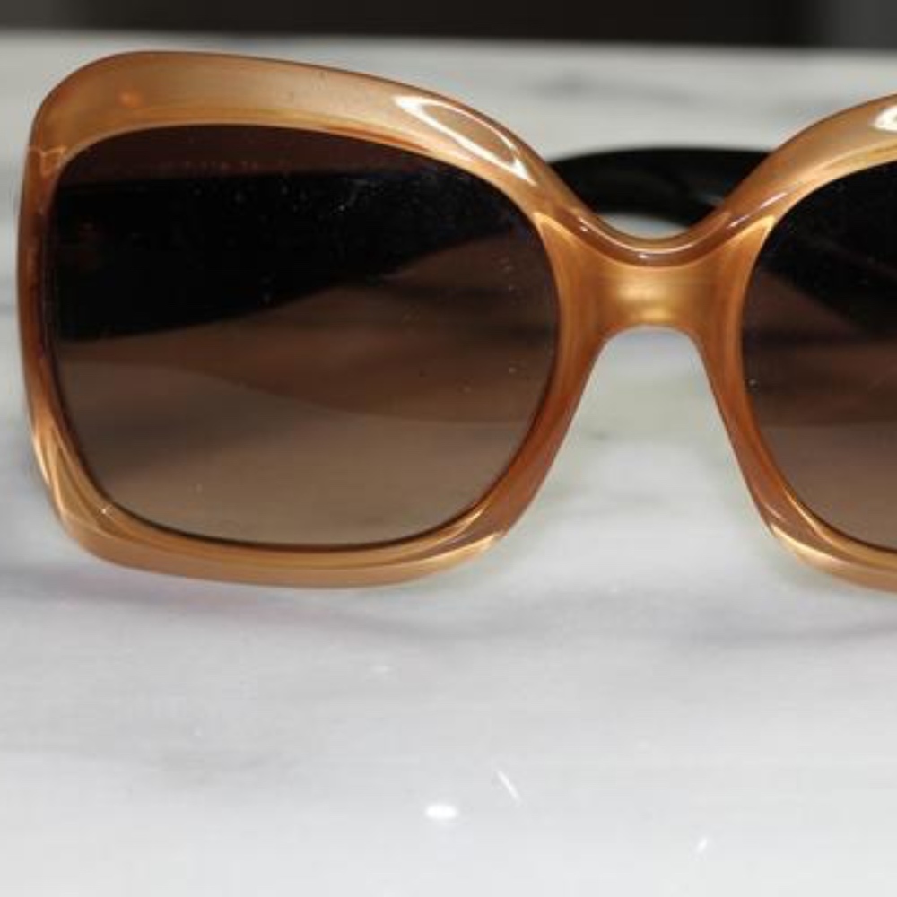 Brown & Gold Rectangular Sunglasses - image 1